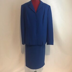 Le Suit Skirt Suit Women's Size 16 Royal Blue 2-Piece Set Blazer & Skirt